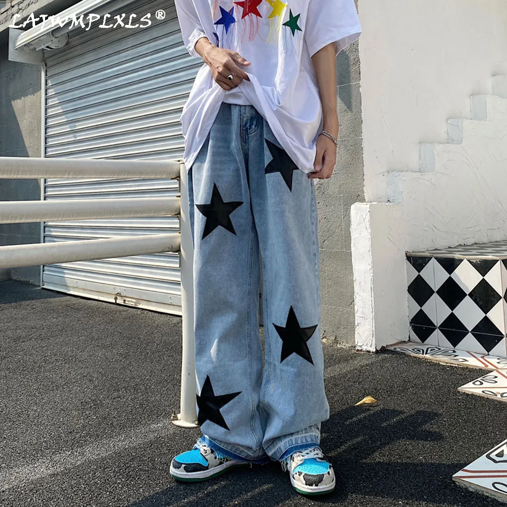 

2021 Star Print jeans Hip Hop cargo pants men jogger jeans for men biker jeans