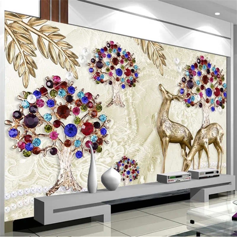 Обои на заказ 3d обои ювелирное изделие дерево Фортуны металл лось стерео ТВ