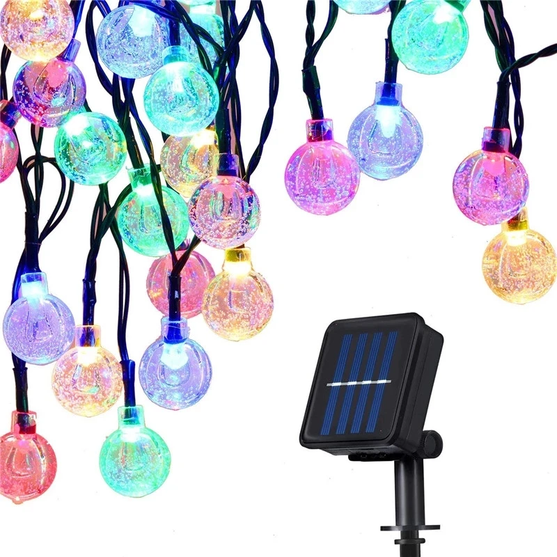 

New 50 LEDS 10M Crystal ball Solar Lamp Power LED String Fairy Lights Solar Garlands Garden Christmas Decor For Outdoor Colorful