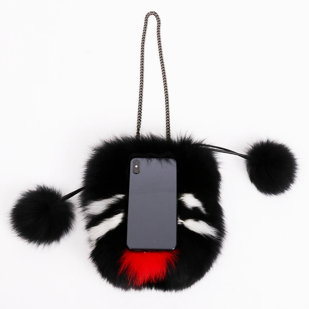 Милая пушистая сумка через плечо для девочек Женская маленькая на с натуральным