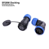 sp28 ip68 butt elbow waterproof connector male female wire cable aviation plug socket 23456791012141619222426 pin