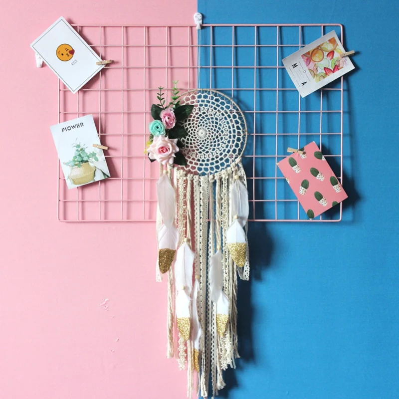 Кружево ручной работы ловцы снов перо Бохо Ловцы с искусственными цветами