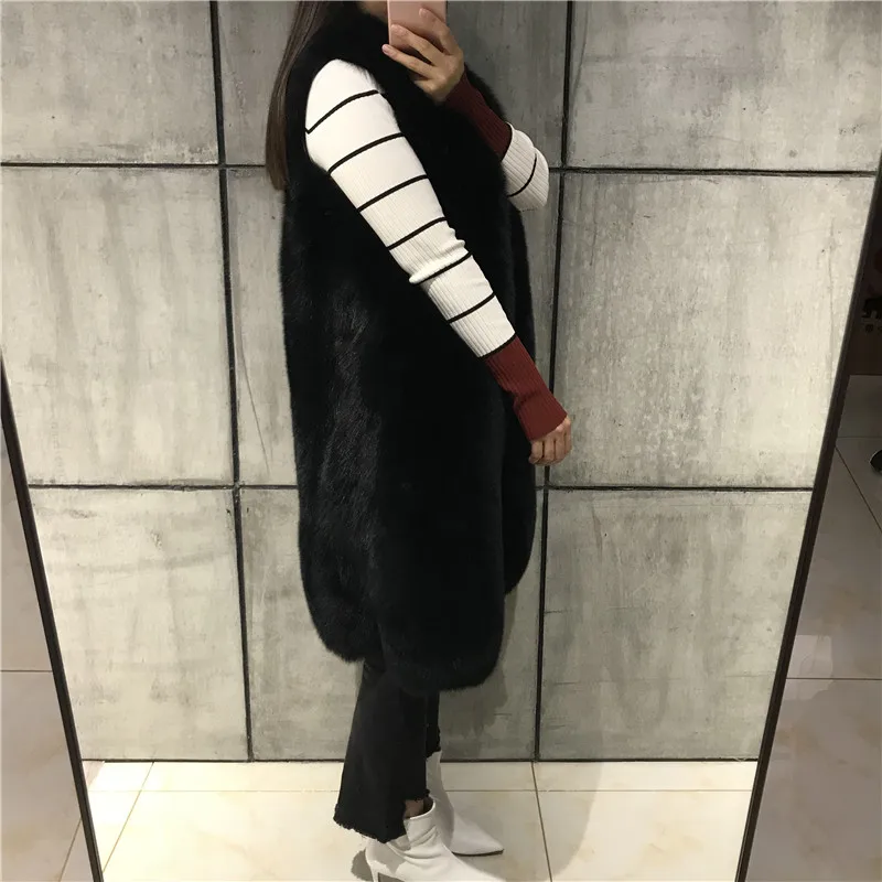 

fox long natural gilet fur vest
