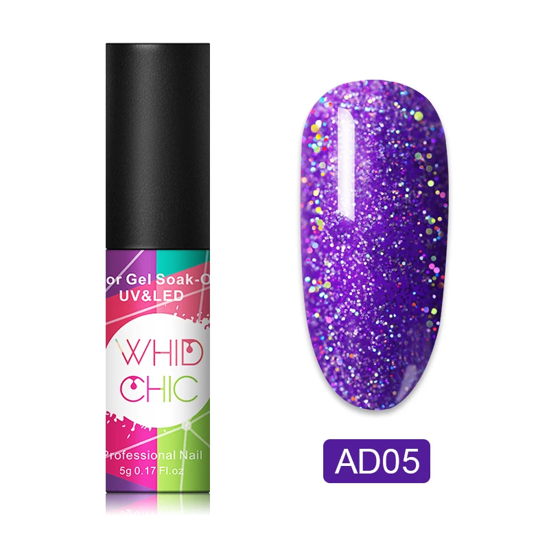 WHID CHICL 1 флакон 5 мл УФ-гель для ногтей красочный блеск сверкающий блестки долговечный УФ-гель для ногтей - Цвет: AD05