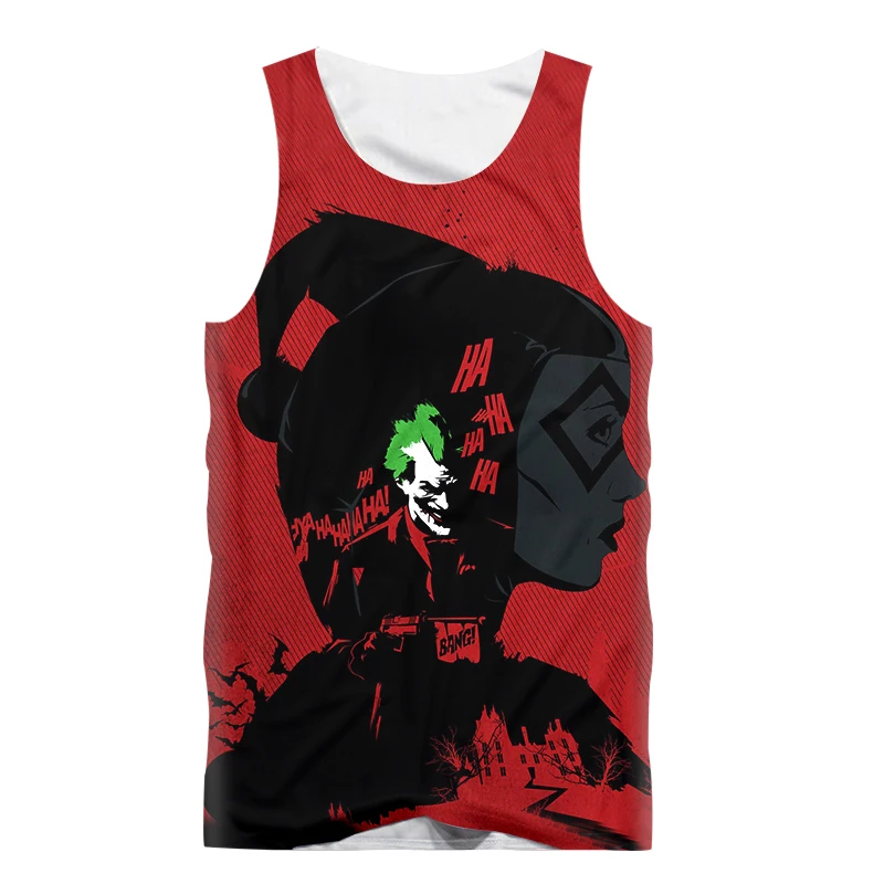 Забавные майки мужской жилет без рукавов аниме страшный клоун Джокер 3D принт