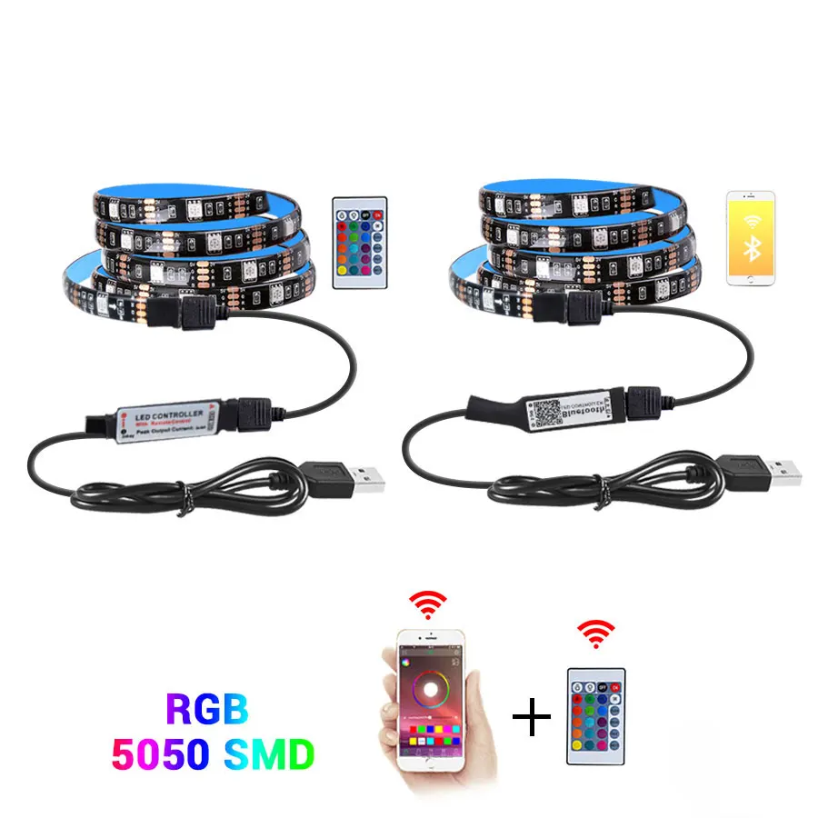 DC 5 в 50 см пульт дистанционного управления Bluetooth USB светодиодный светильник с 5050 RGB