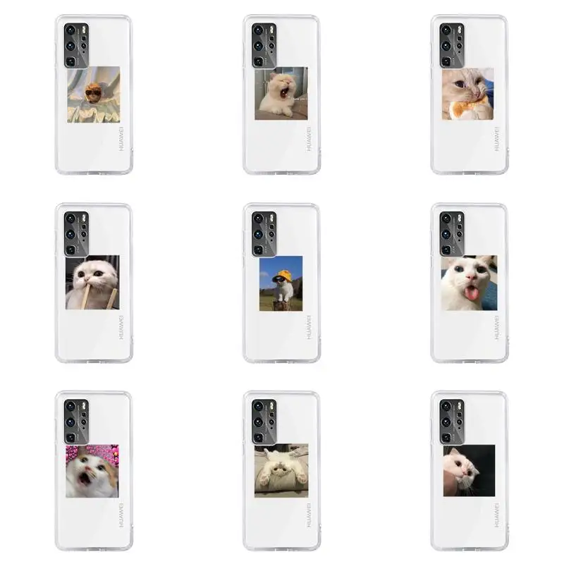 

cute cat Phone Case For Huawei P40 P30 P20 Mate Honor 10i 30 20 i 10 40 8x 9x Pro Lite Transparent Cover