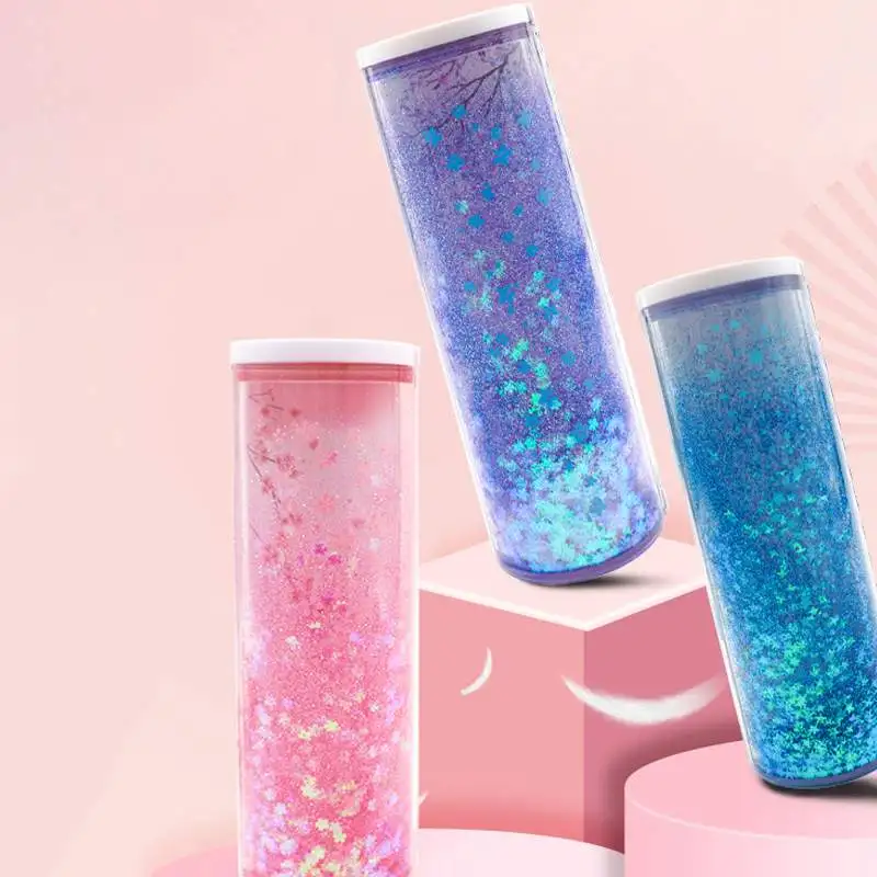 

Large Capacity Pencil Cases Cartoon Pattern Pen Holder Flowing Sand Stationery Box Coded Lock Home Office School Storage Bags