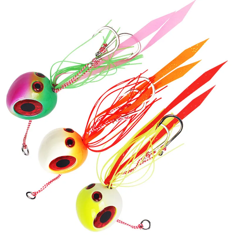 

HYSBOY 5pcs/lot 60g 80g 100g 120g 150g Rubbers Snapper Fishing lure Kabura inchiku Madai Jigs with Skirts Jig head Tackle