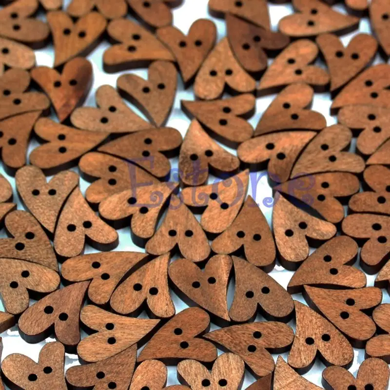 100 шт. лазерная резка древесины прекрасный коричневый деревянный шитье кнопка в