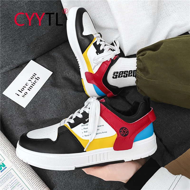 

CYYTL Fashion Men's Skateboard Shoes Leather Low Top Breathable Walking Boys Sneakers for Students Male Outdoor Running Tennis