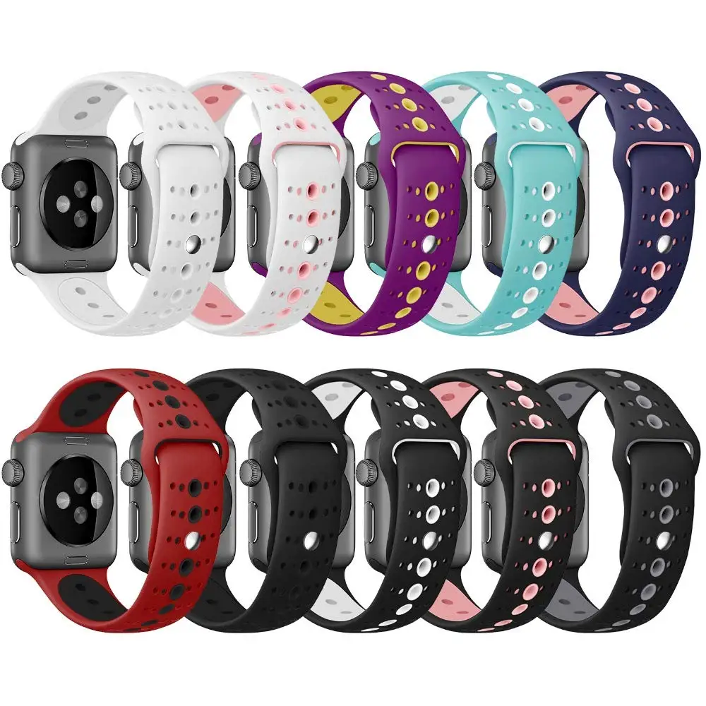 Силиконовый ремешок для apple watch 5 ремешок 44 мм 40 мм iWatch 38 мм 42 мм пористый спортивный ремешок для часов Браслет apple watch 4 3 2 1 38 40