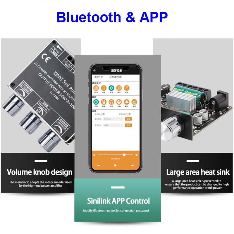 2*50 Вт + 100 Bluetooth усилитель мощности сабвуфера плата класса D 2 1 CH домашний кинотеатр