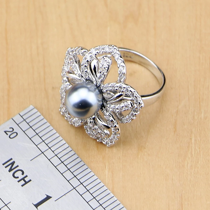 Милый 925 серебряные ювелирные изделия пресноводного жемчуга с Бусины набор