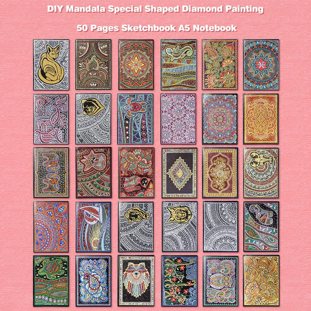 5D DIY Мандала специальная форма алмазная живопись ноутбук 50 страниц A5 Sketchbook