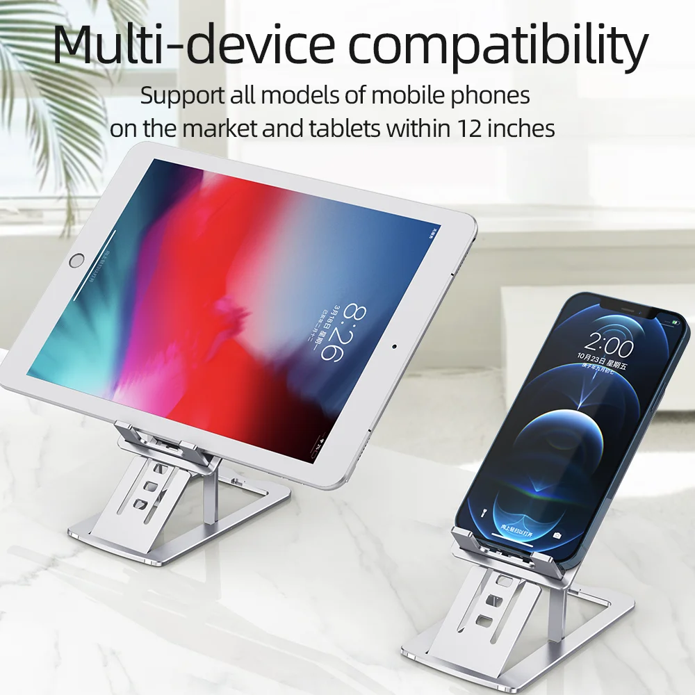 adjustable aluminum alloy desktop tablet holder table cell foldable extend support desk mobile phone stand for iphone ipad free global shipping