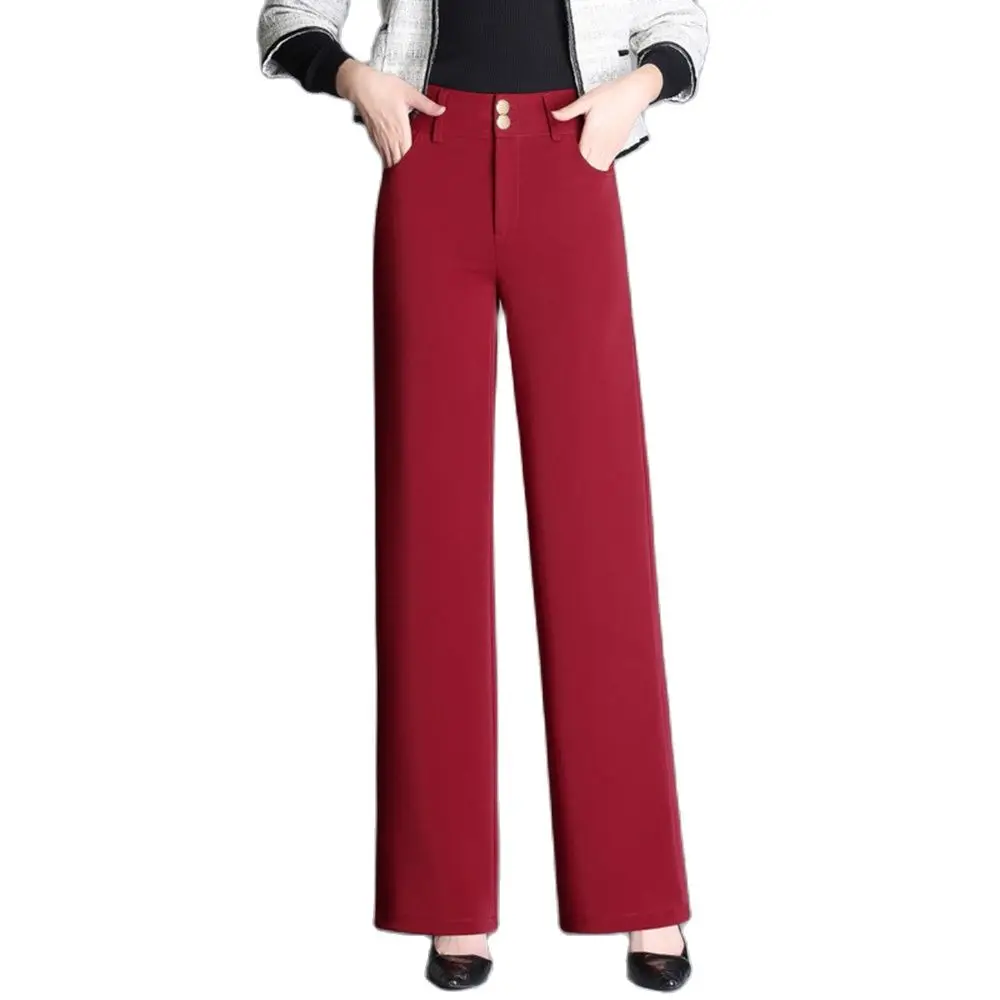 YUEY Women Straight Wide Leg Trousers Brand Office Lady Formal Long Zipper Pants M To 6XL For Spring Autumn Flat Trousers