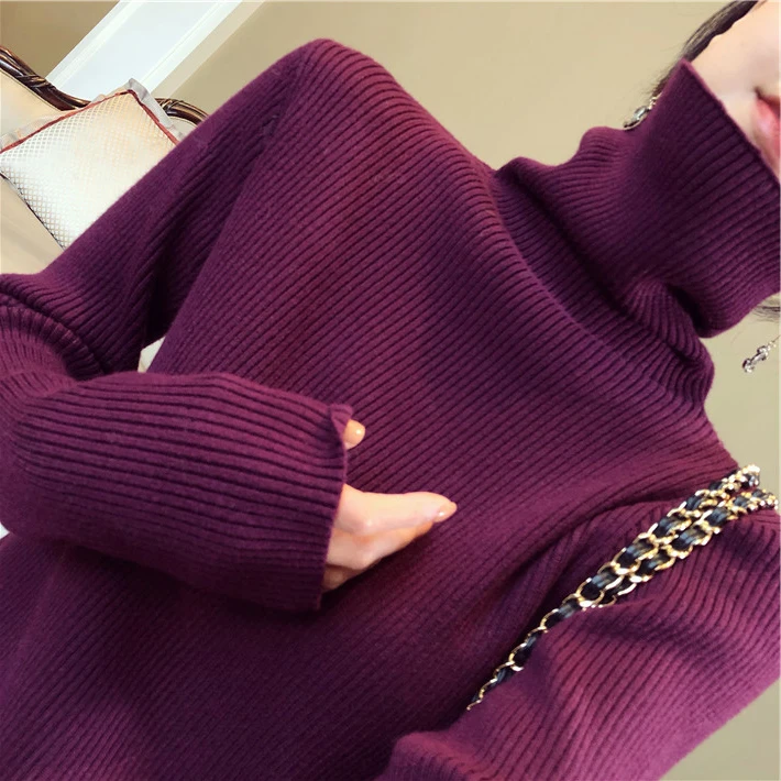 

2020 Autumn and Winter New Style Internet Celebrity Pile Style Turtleneck Base Top Pullover Skinny Inner Match Lazy T-shirt Knit
