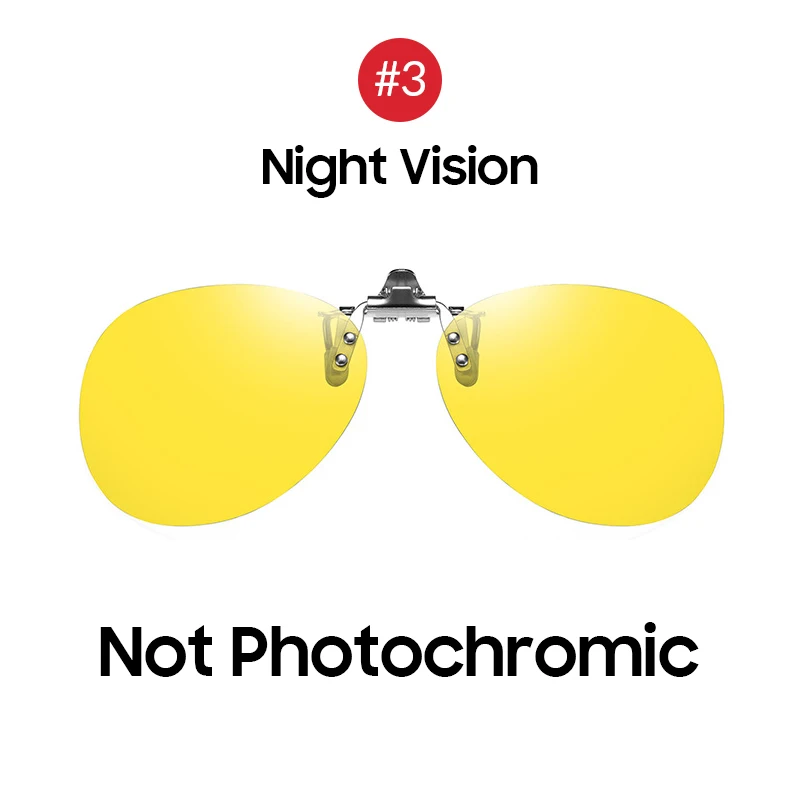3 Night Vision Авиационный стиль флип клип на поляризованные солнцезащитные очки для женщин вождения фотохромные Поляризующие очки от Солнца мужские большие зажимы - Цвет линз: 3 Night Vision