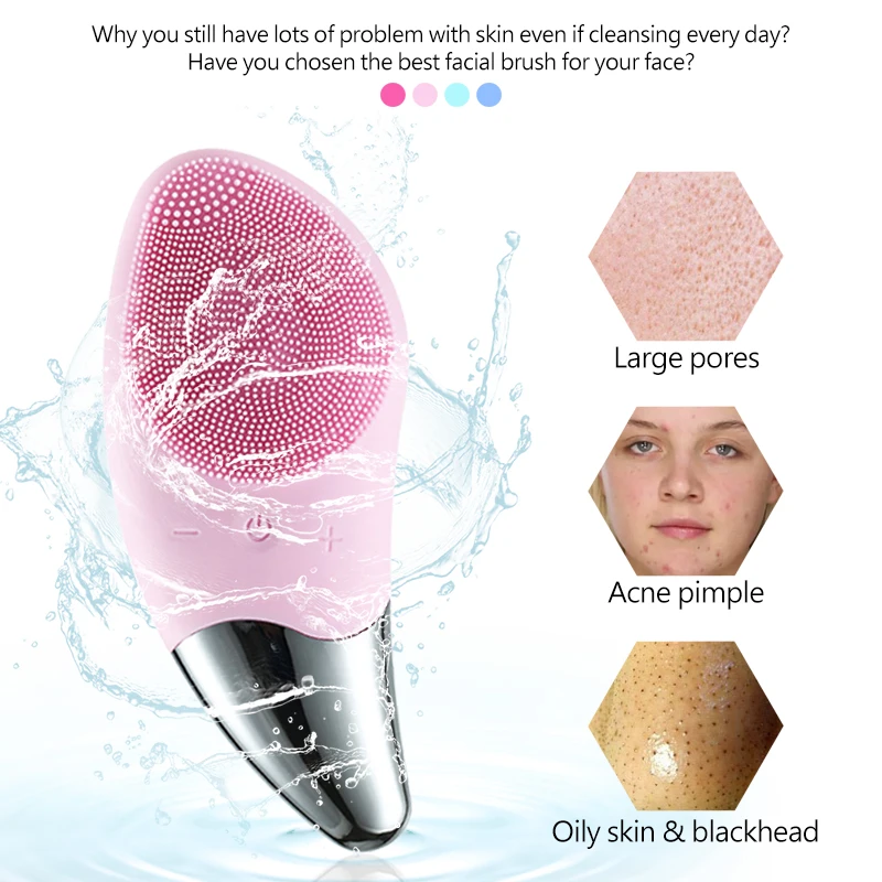 

Mini Electric Facial Cleansing Brush Silicone Sonic Face Cleaner Deep Pore Cleaning Skin Massager Face Cleansing Brush Device