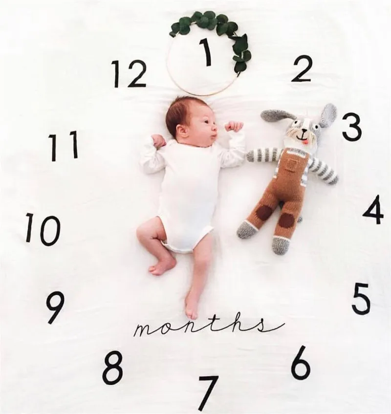 

Baby Play Mats Infant Portray Diaper Milestone Cute Photo Background Blankets Kids Calendar Backdrop Cloth Photography Props