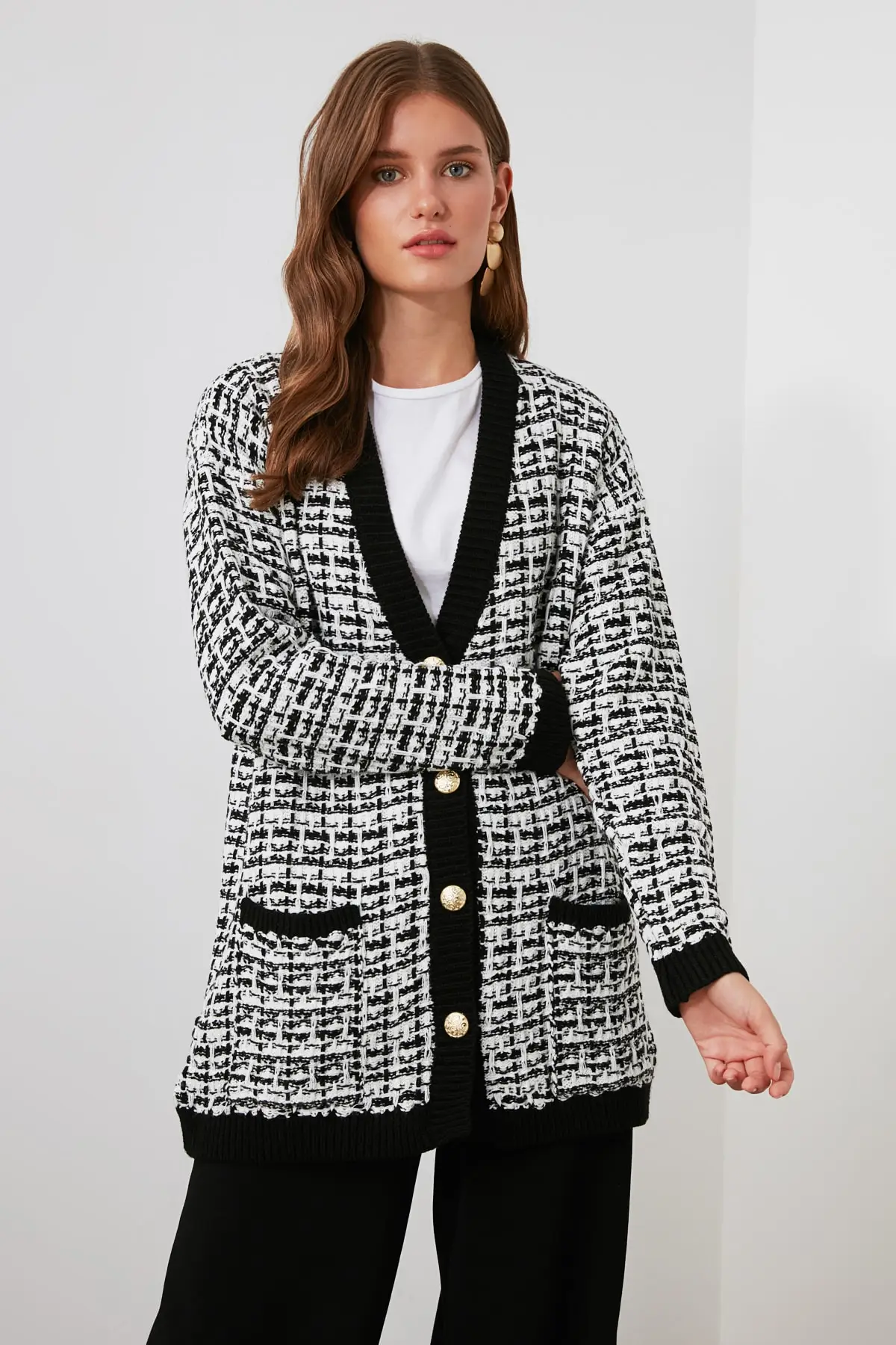 

Trendyol Pockets Tweed Looking Knitwear Cardigan TWOAW21HI0250