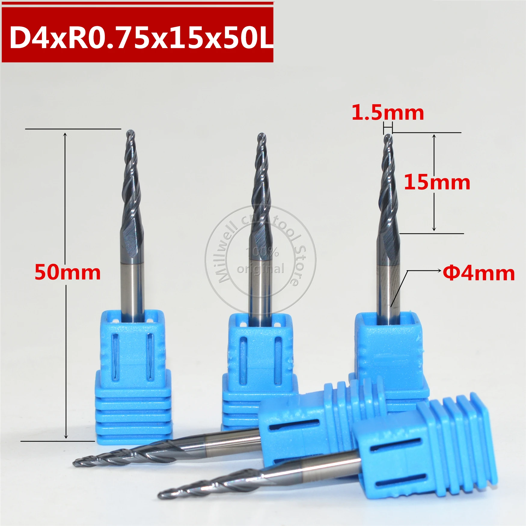 Бесплатная идентификация D4 * 15 50L ЧПУ вольфрамовый твердосплавный конический