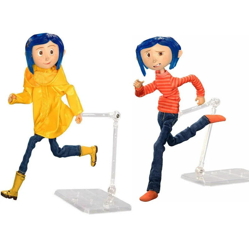 

NECA Coraline шарнирная фигурка Coraline в полосатых рубашке и джинсах/желтый дождевик