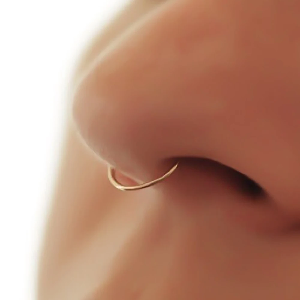 Не требуется пирсинга зажим для носа кольцо медицинский титан поддельное панк