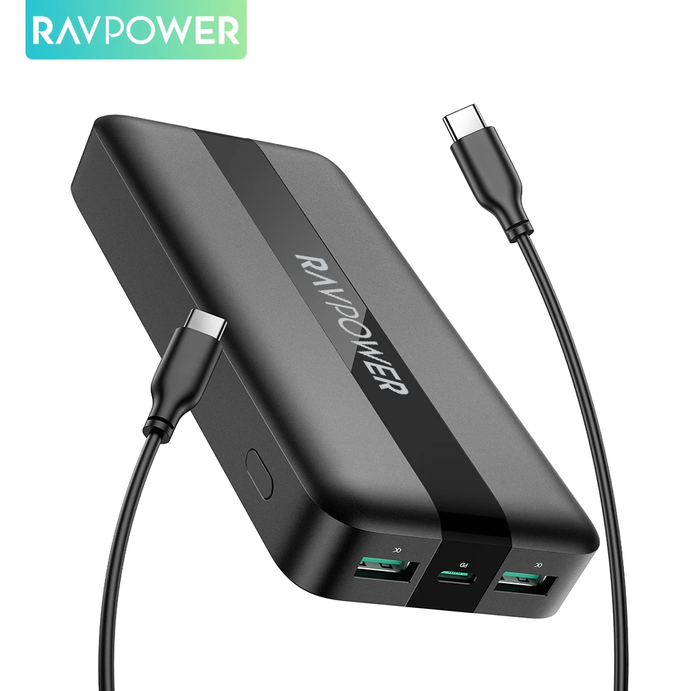 

RAVPower 20W PD Fast Charging Power Bank 20000mAh Powerbank with 3 Ports Portable Battery Charger PoverBank for iPhone Xiaomi