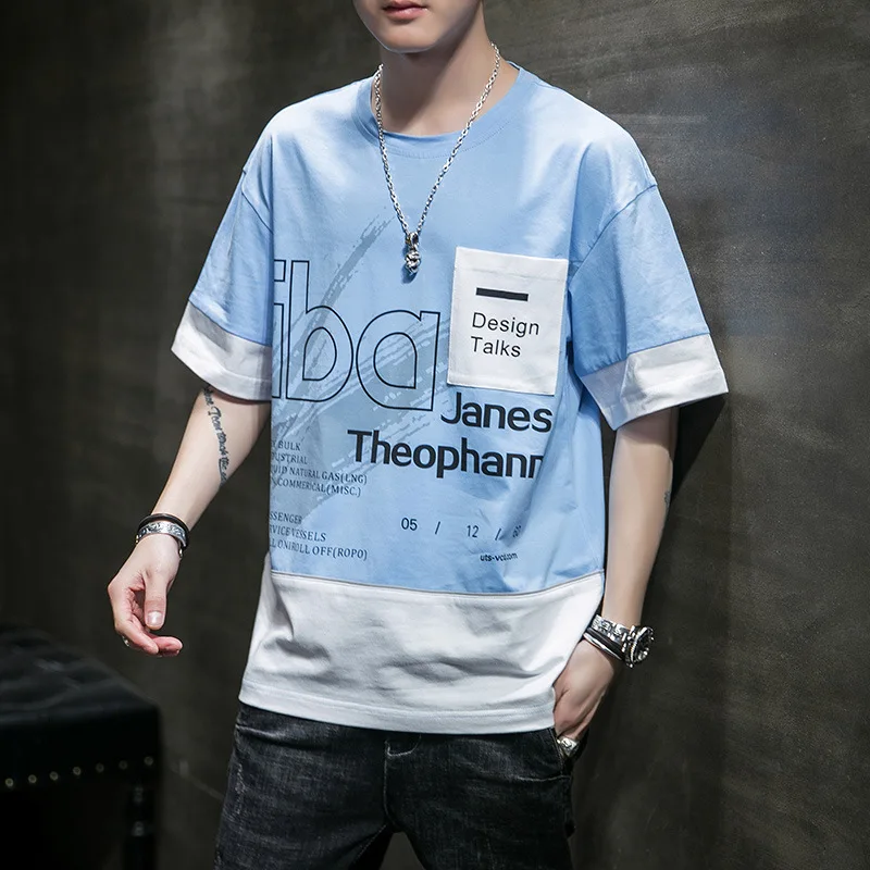 Футболка мужская с коротким рукавом хлопок круглый вырез Повседневная брендовая