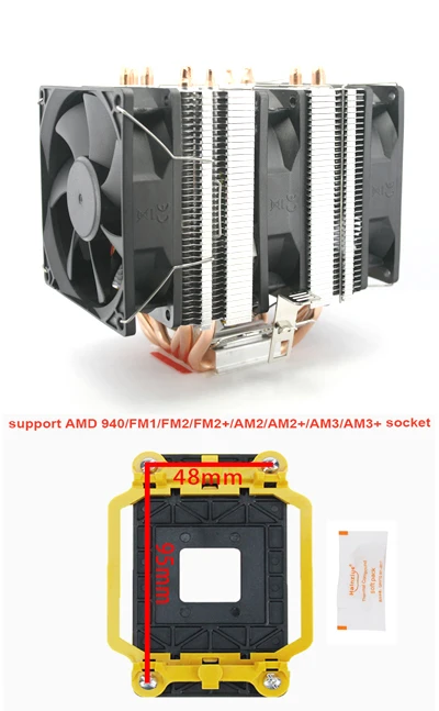 3fan AMD AM2 AM3 FM2 6 тепловой трубы 4пр Вентилятор охлаждения процессорный кулер вентилятор Радиатор охлаждения радиатора для Intel LGA 775/115X/1366 для AMD FM1/FM2+/AM2+/AM3+ кулер - Цвет лезвия: 3fan AMD AM2 AM3 FM2