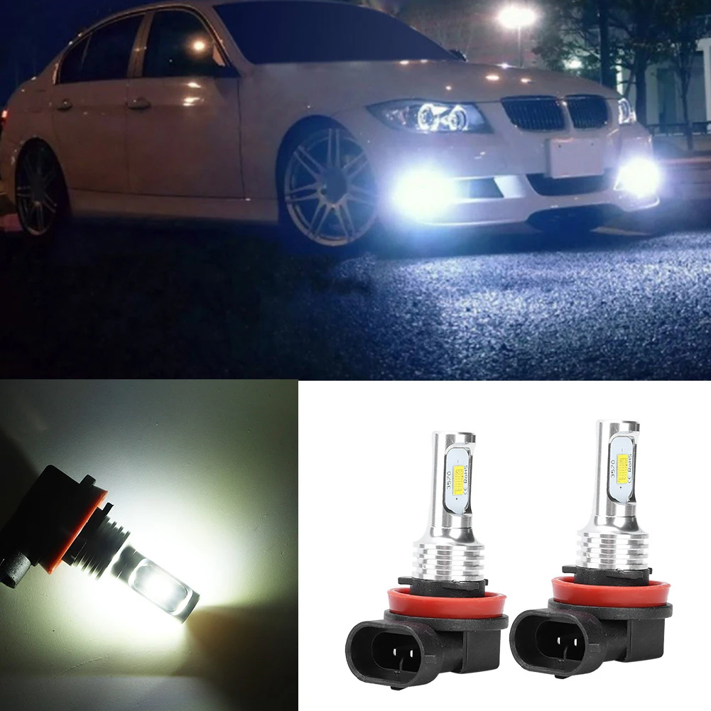 

2pcs Aluminum Shell H8 H11 80W 8000K CSP White Fog Light Bulb with Decode 12-24V Universal