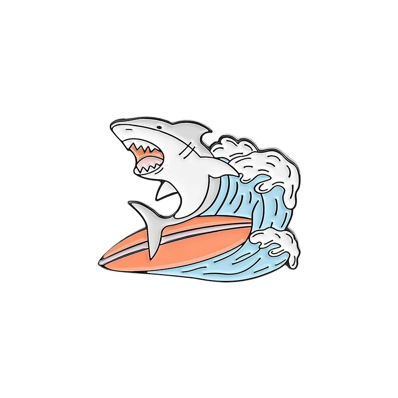 

Shark letter series cartoon pins creative personality shark mouth shape DIY accessories badge brooch