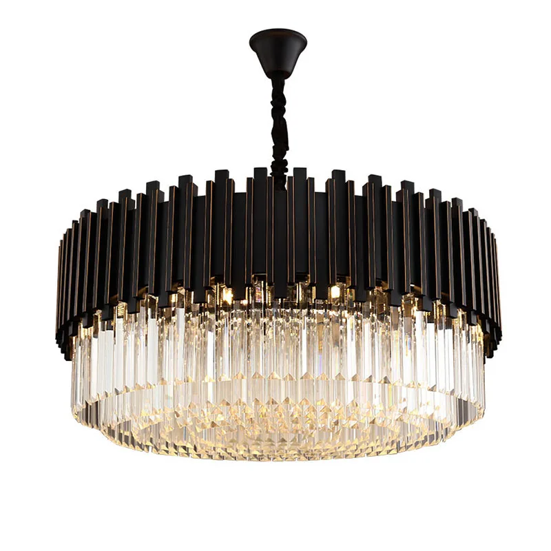 

Modern Round luxury chandeliers fashion living room minimalist style black artist and restaurant crystal chandelier lamp Villa