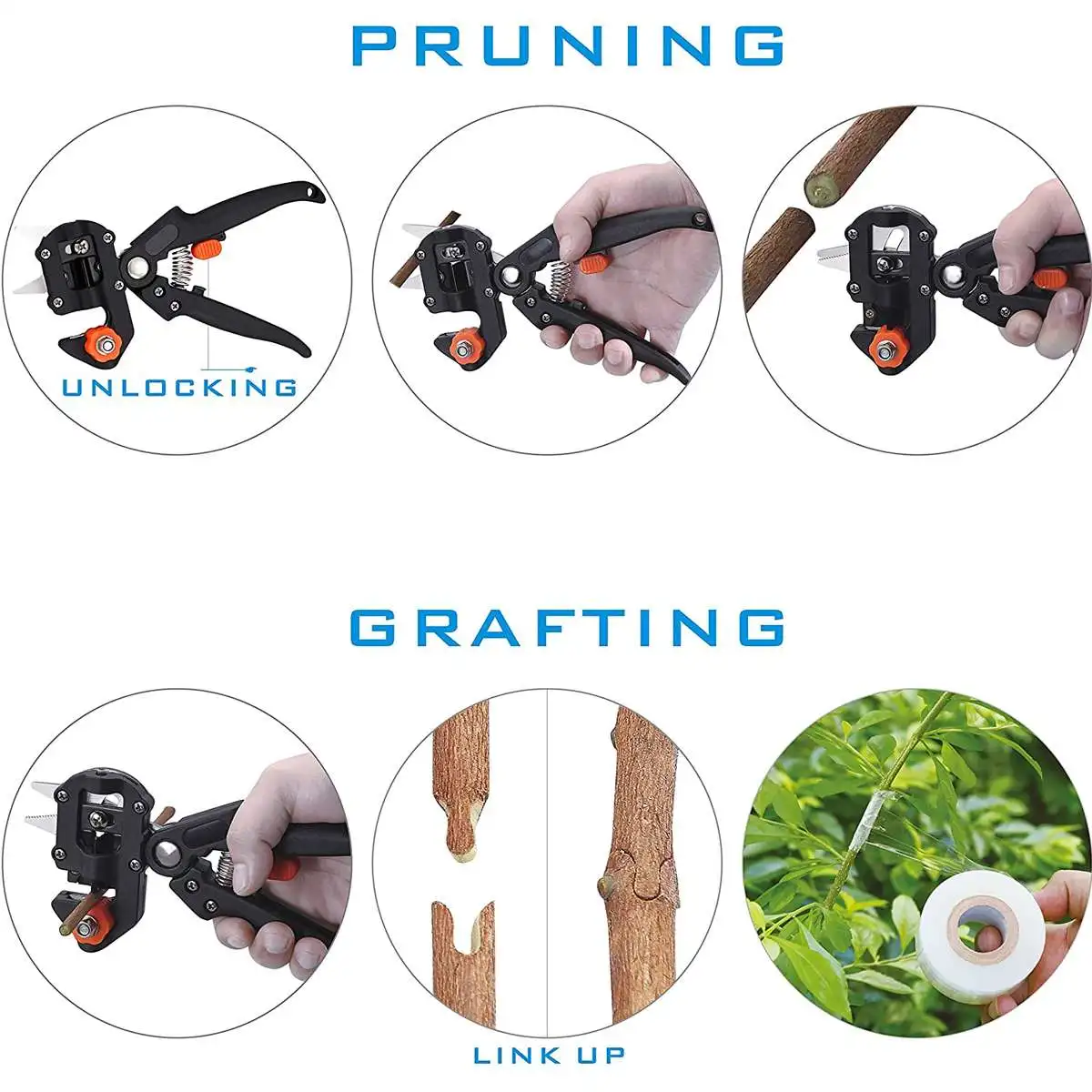 

DOERSUPP Grafting Shears Scissor Fruit Tree Vaccination Multi-function Bud Cutter 3 Styple Blade Gardening Tools