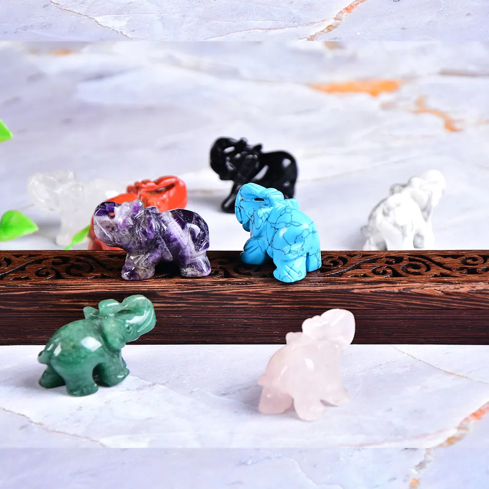 

1PC Natural Crystal Rose Quartz Elephant Amethyst Obsidian Animals Stone Crafts Small Decoration Home Decor Christmas Present