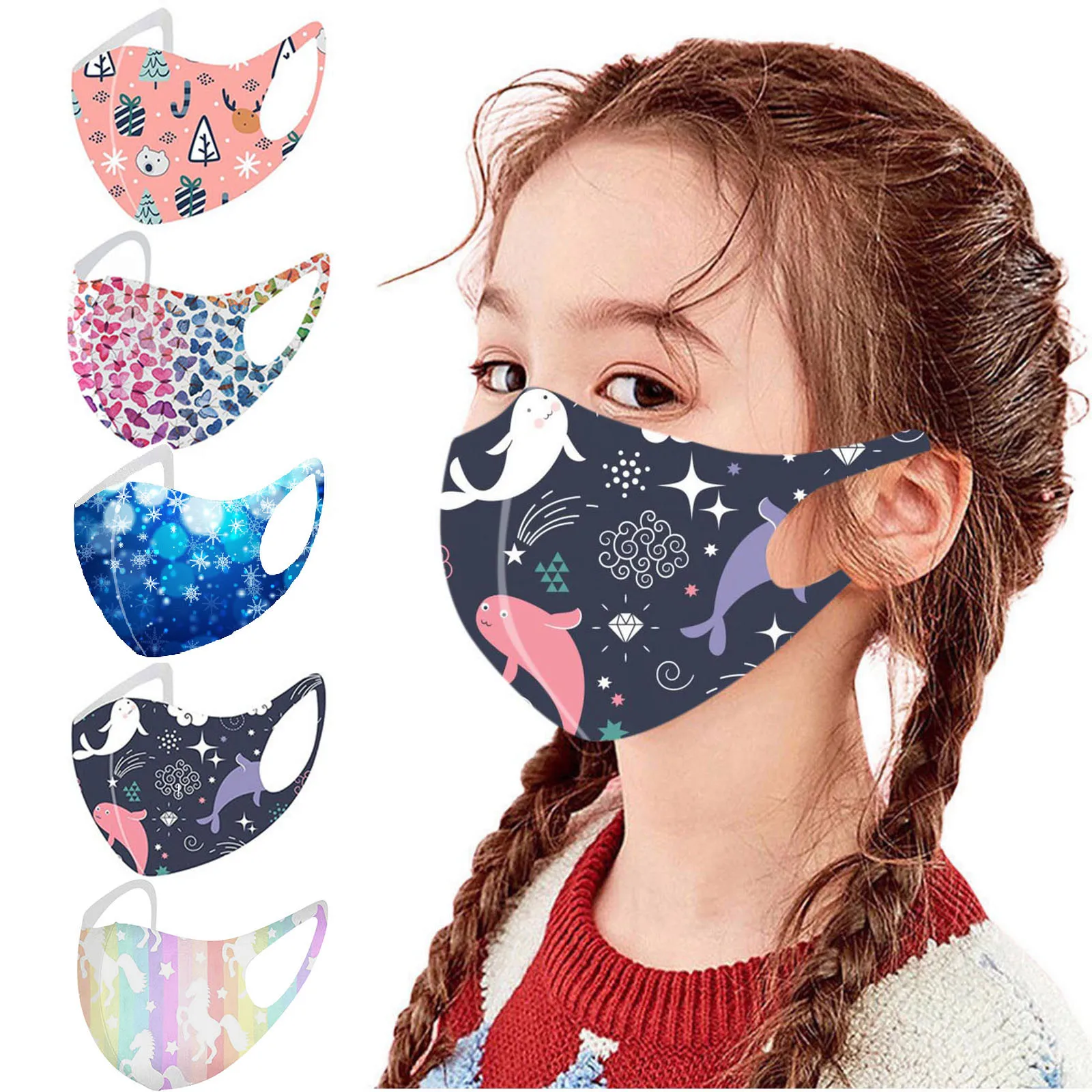 

Детская моющаяся многоразовая маска для лица с мультяшным принтом Маска Тушь для ресниц шарф для мальчиков и девочек маска для косплея на Х...