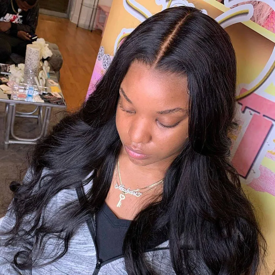 Online Tubuh Gelombang Wig 13X4 Renda Depan Rambut Manusia Wig Untuk WANITA HITAM Brazilain Rambut Digunakan Dipetik Dikelantang Knot Remy Rambut