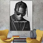 Черно-белый Трэвис Скотт музыкальная звезда рэп хип-хоп модная модель художественная живопись холст HD постер настенный Декор для дома гостиной