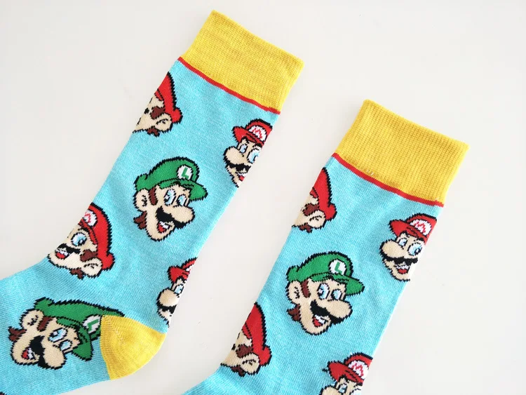 Носки с принтом игры Super Mario Bros мужские хлопковые носки Luigi спортивные повседневные милые забавные дышащие впитывающие пот мягкие удобные носки с героями мультфильмов