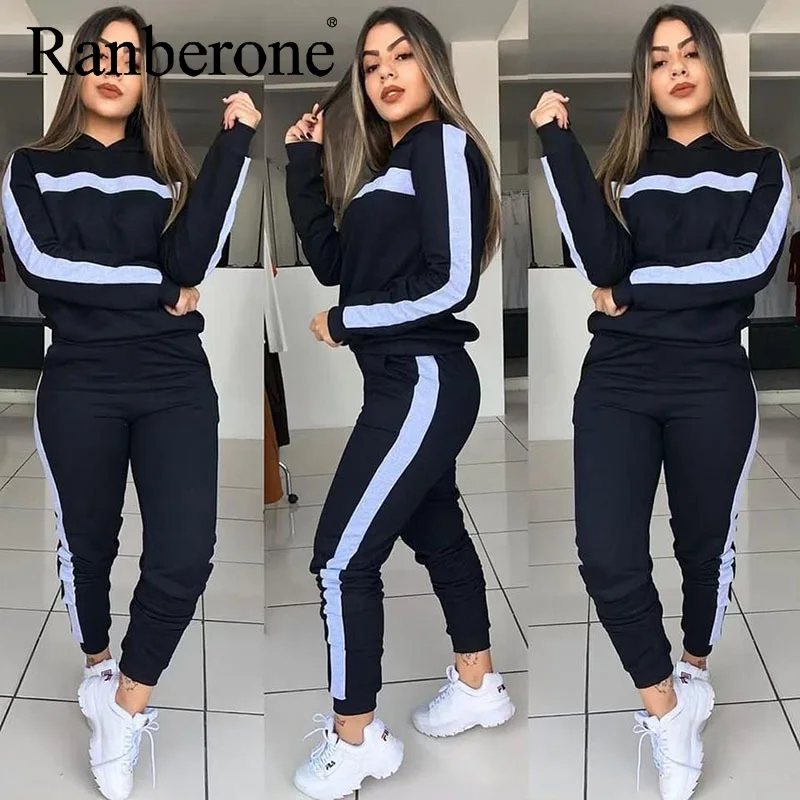 Ranberone Two Piece Pants Set  Fall Clothes Matching Set Women Gym Sport Sets Autumn Outfits Tracksuit Set Sportswear Suit