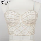 Сексуальный черный жемчужный корсет-бюстье с лямкой на шее, укороченный топ, женская летняя винтажная одежда, праздничная майка y2k, укороченные женские топы для ночного клуба