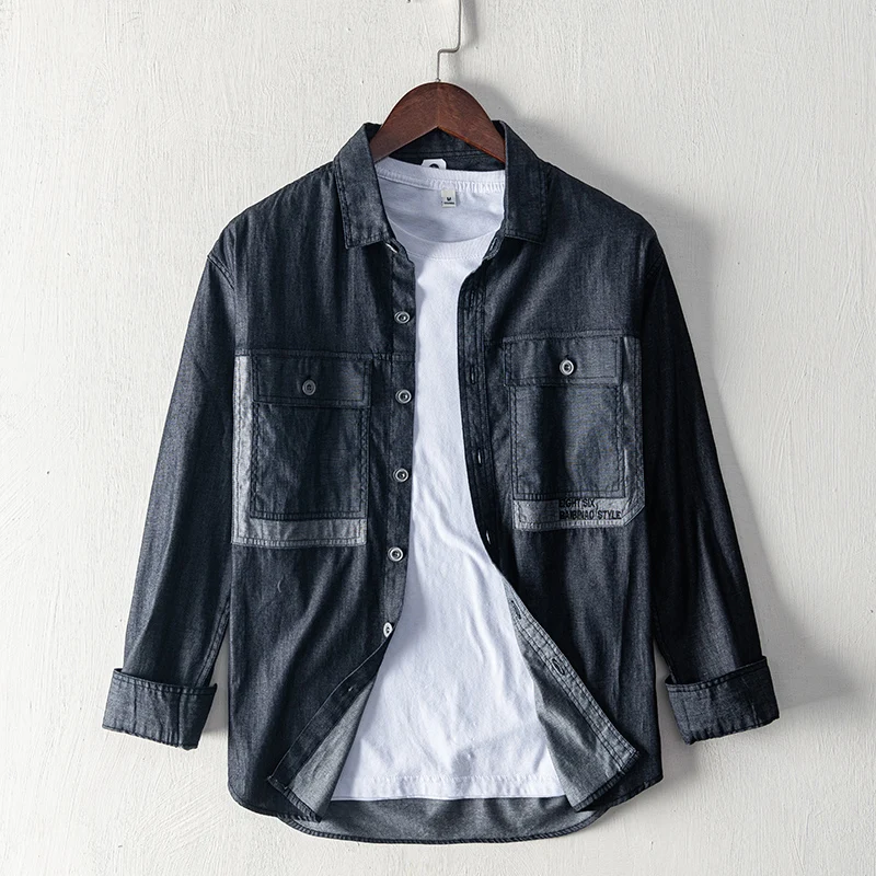 

Suehaiwe's brand Italy black denim shirt men cotton casual shirts for men fashion comfortable mens tops chemise camisa