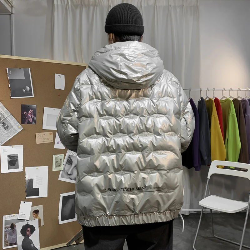 Зимний пуховик для мужчин толстый теплый белый на утином пуху мужская одежда с