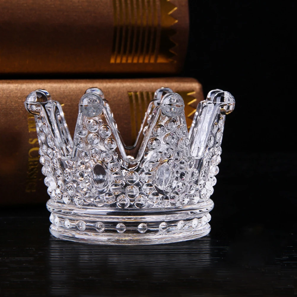Практичный мини круглой формы в форме короны Стекло подсвечник Настольный Декор