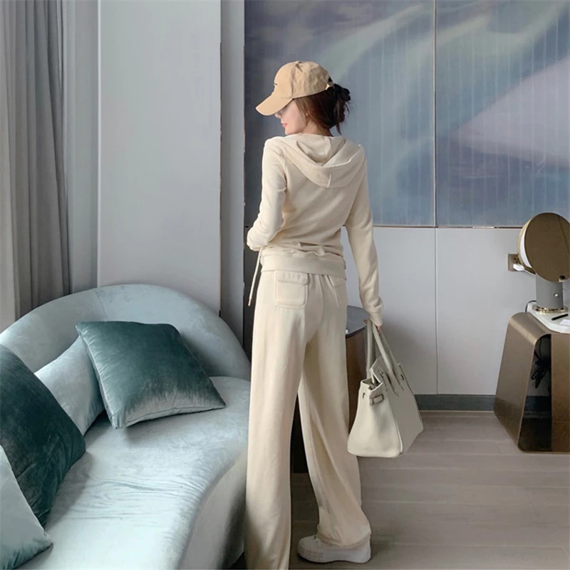 Женский спортивный костюм однотонная куртка с длинным рукавом и штаны