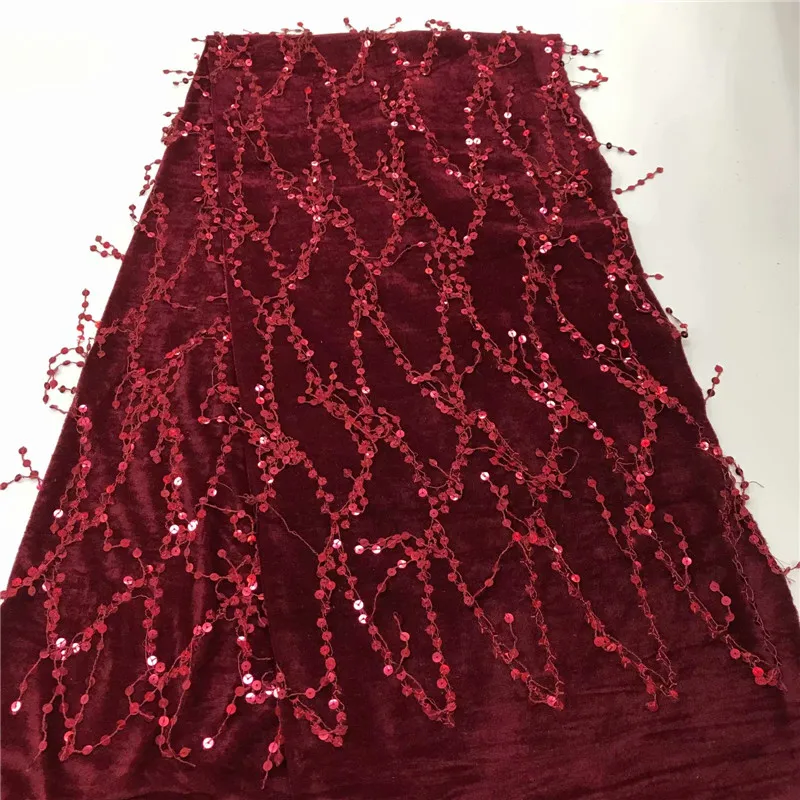 blue African sequins Tulle Lace Fabric velvet French High Quality Nigerian Embroidery | Дом и сад