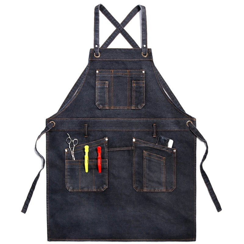 

68 CM Chef Apron Adjustable Barista Apron with Pockets Kitchen Cooking Baking
