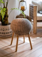 gy rattan soft stool creative bench retro handmade stool leisure round stool b b nordic